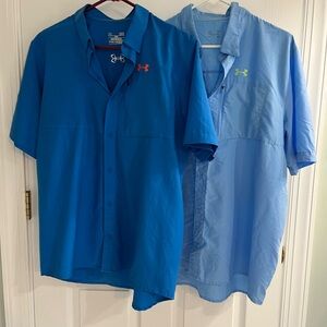 2 Men’s Under Armour fishing style shirts